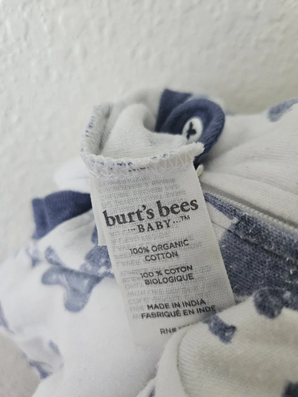 burts bees 100% organic cotton elephant sleeper pajama zip up, 6 - 9 months